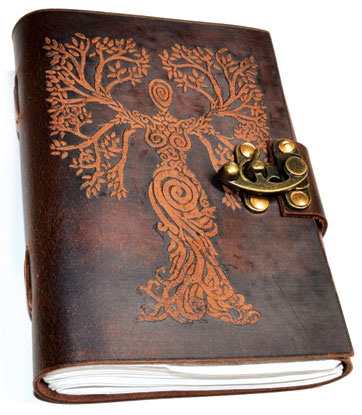 Tree Woman leather blank book w/ latch

5 x 7"