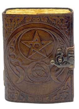 Pentagram and Triquetra Aged Looking Paper leather w/ latch 4 x 7"