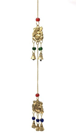 Brass Wind Chime with bells and 3 Ganesha
