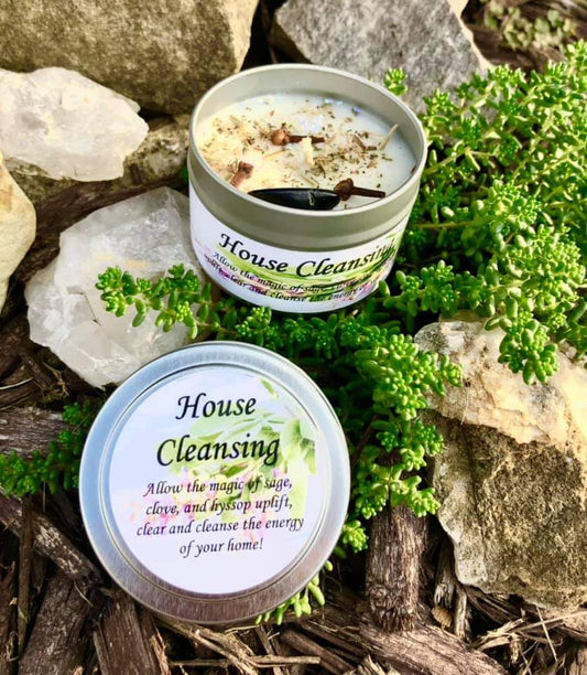 Magical Crystal and Herb Candle Tin - House Cleansing