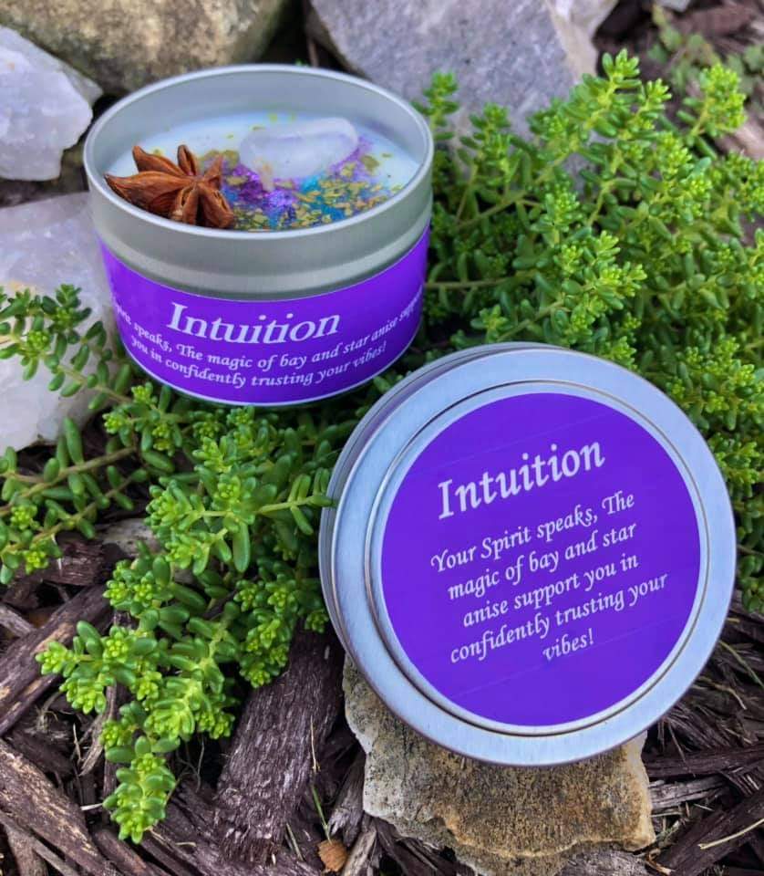 Magical Crystal and Herb Candle Tin - Intuition