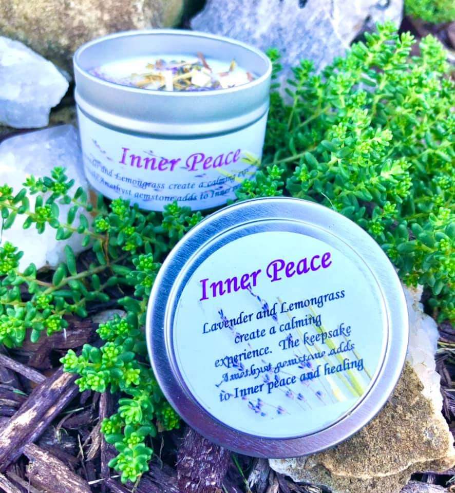Magical Crystal and Herb Candle Tin - Inner Peace