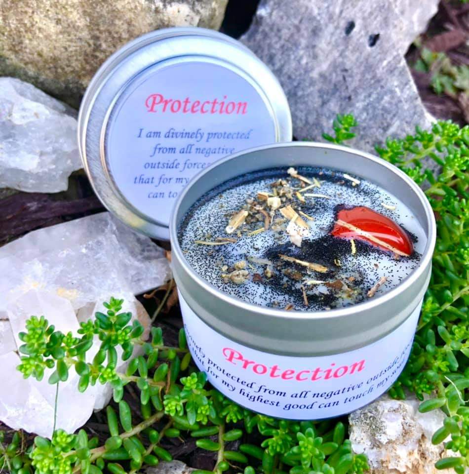 Magical Crystal and Herb Candle Tin - Protection