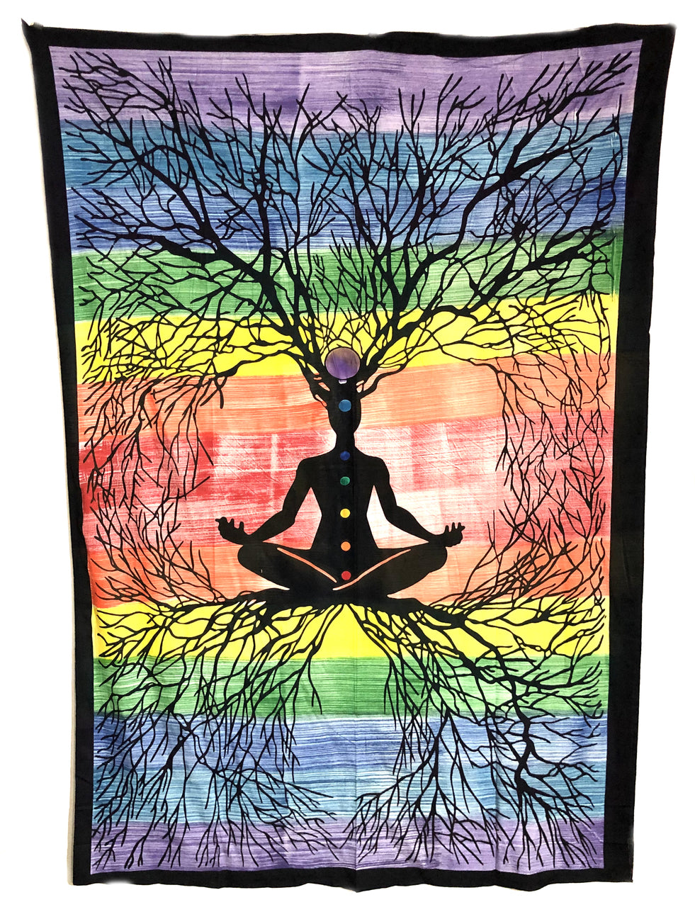 Indian Cotton Tapestry 7 Chakra Roots (135 x 220 cm) - Tree Of Life Shoppe