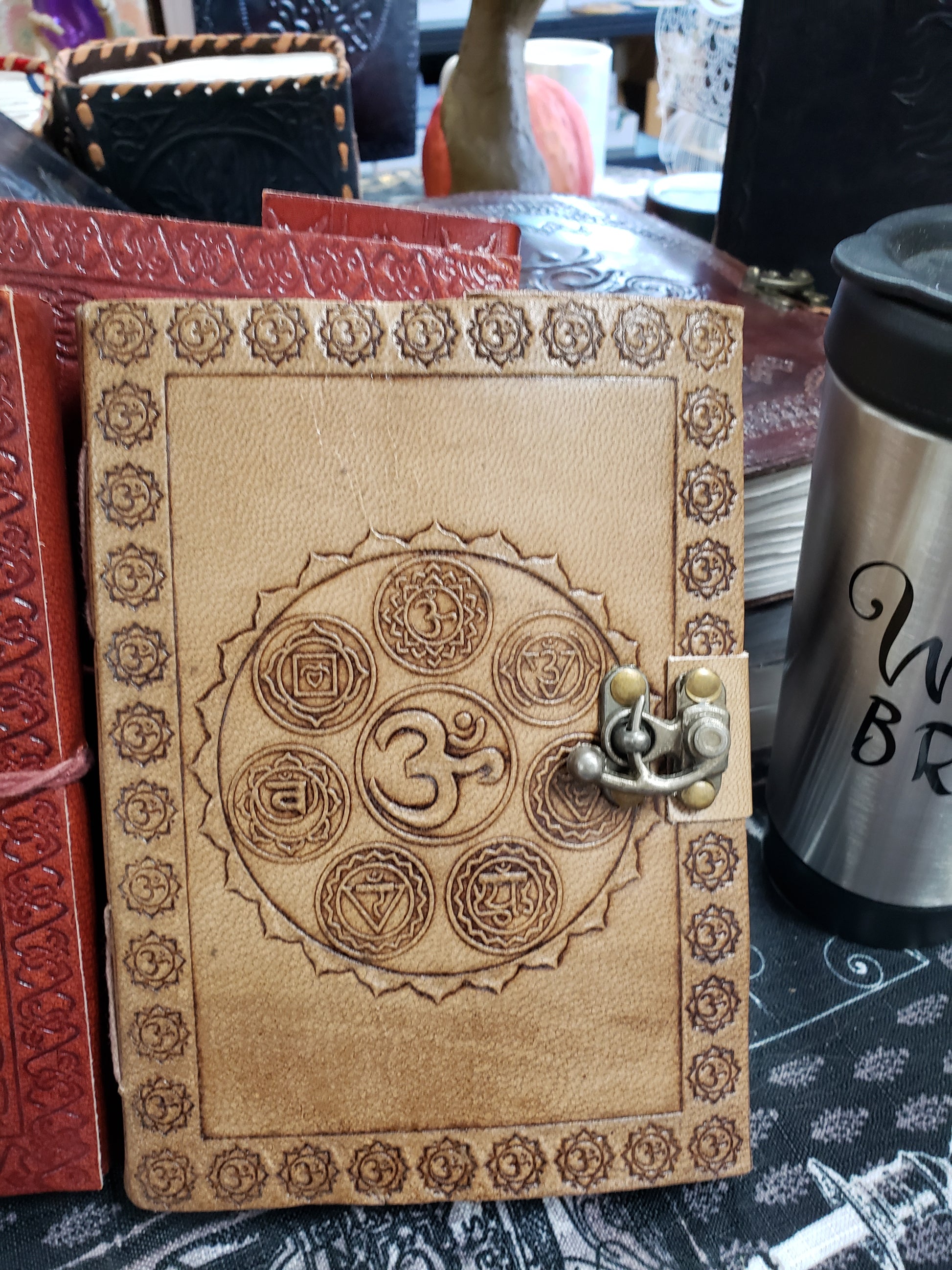 Chakra Embossed Leather Journal With Latch - Tree Of Life Shoppe