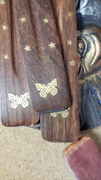 Wooden with Brass Inlay Incense Holders - Various - Tree Of Life Shoppe