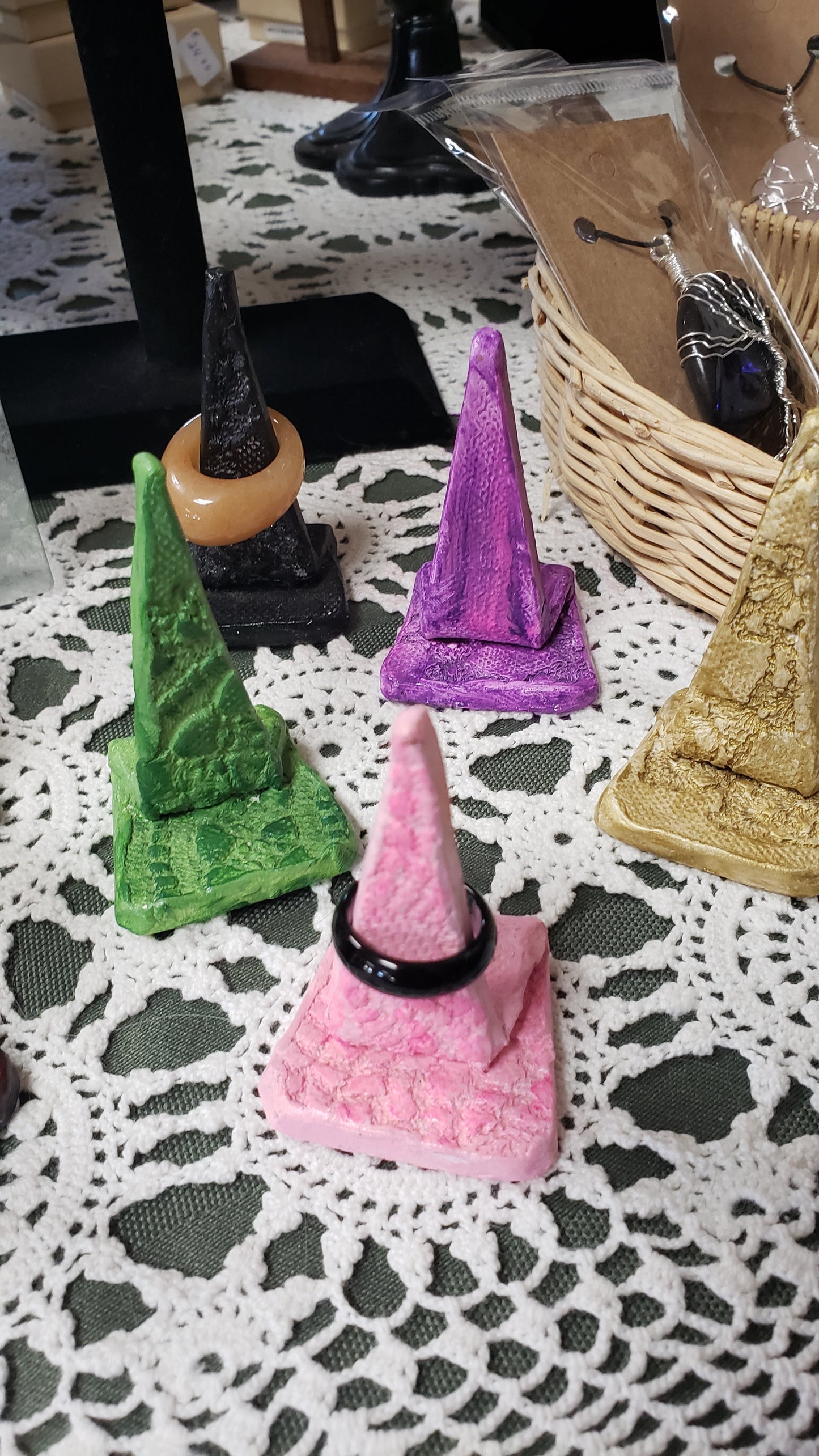 Handmade Clay Pottery Witch Hat Ring Stands - Tree Of Life Shoppe