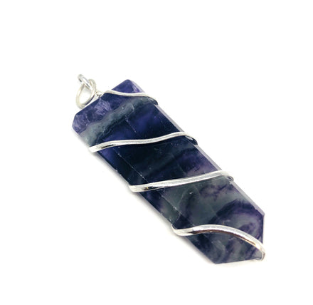 Flat Stone Wire Wrapped Gemstone Pendants - Various