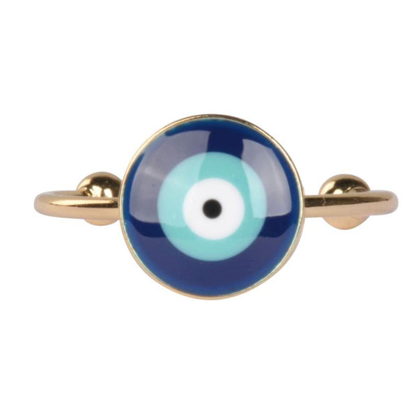 Silver Evil Eye Adjustable Ring