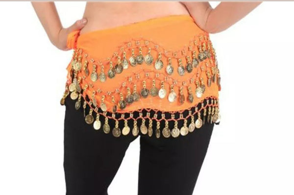 Belly Dance Coin Skirt / Hip Scarf Gold Coins - Tree Of Life Shoppe