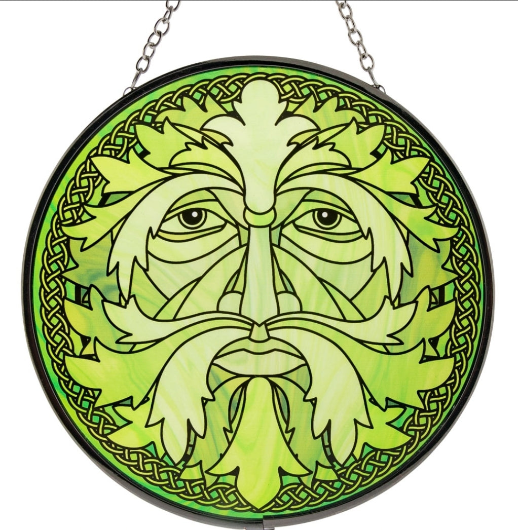 Celtic Greenman Glass Suncatcher 6in - Tree Of Life Shoppe
