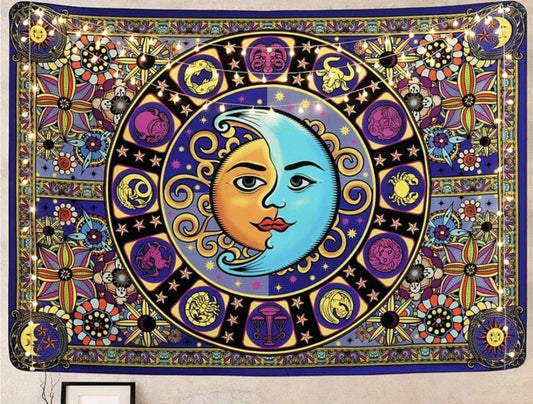 Sun and Moon Constellation Tapestry 51 x 59”