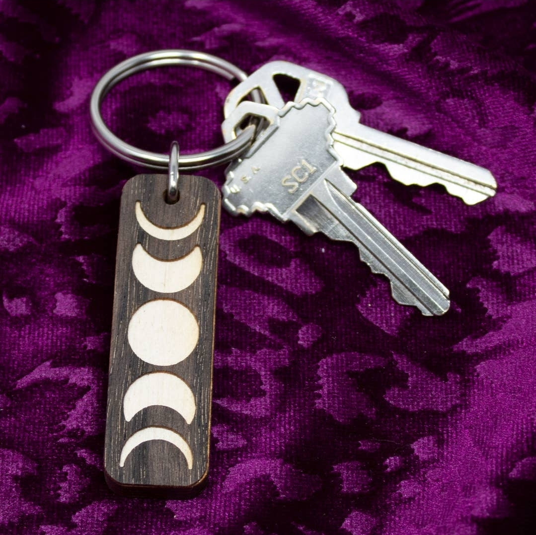 Wood Cut Moon Phase Key Holder