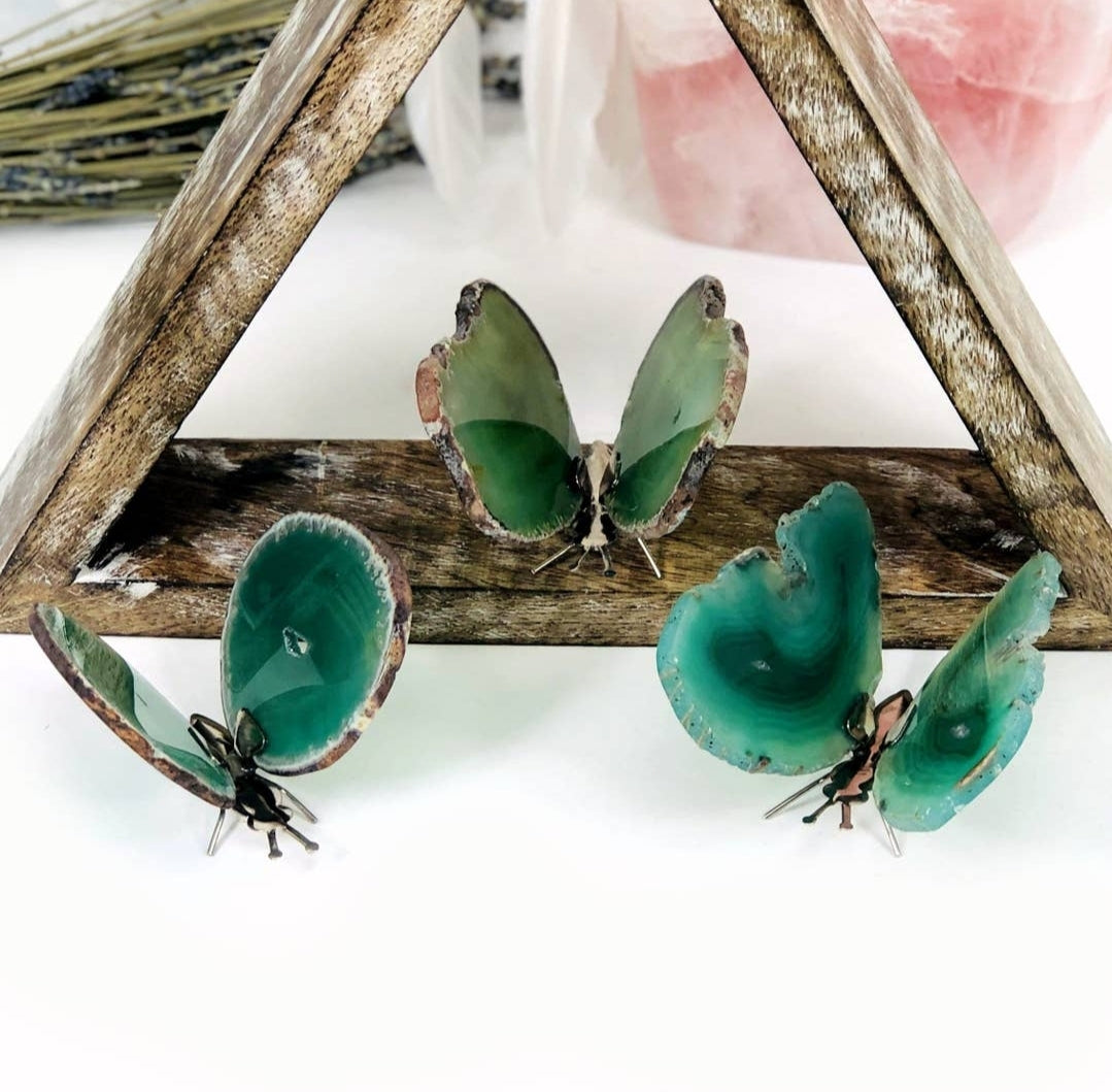 Butterfly Crystal Agate Art - Green