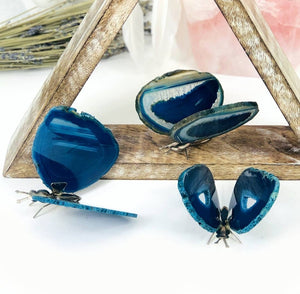 Butterfly Crystal Agate Art - Teal