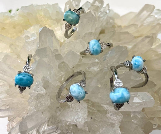 Natural Larimar White Bronze Ring