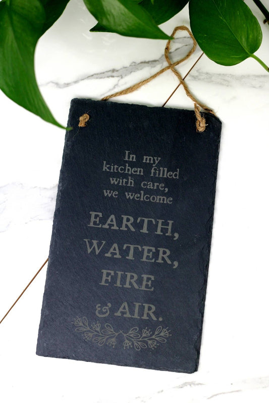 Kitchen Witch Elemental Slate Hanging Sign 10"