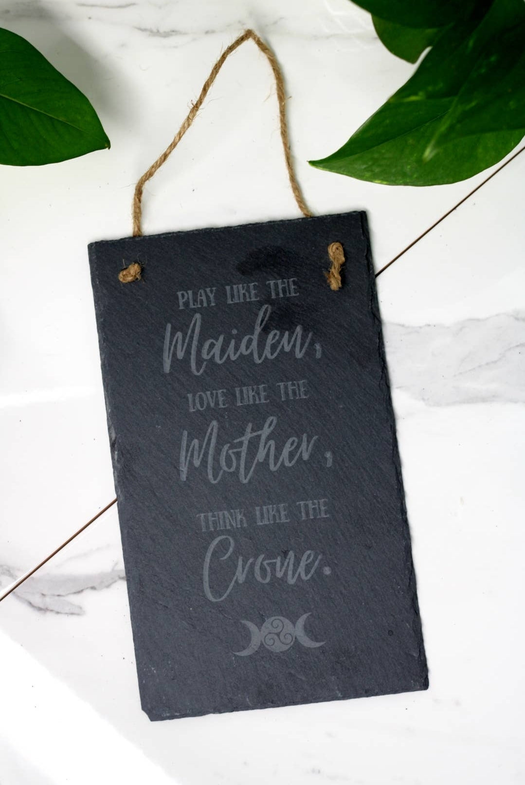 Maiden, Mother, Crone Slate Hanging Sign 10"