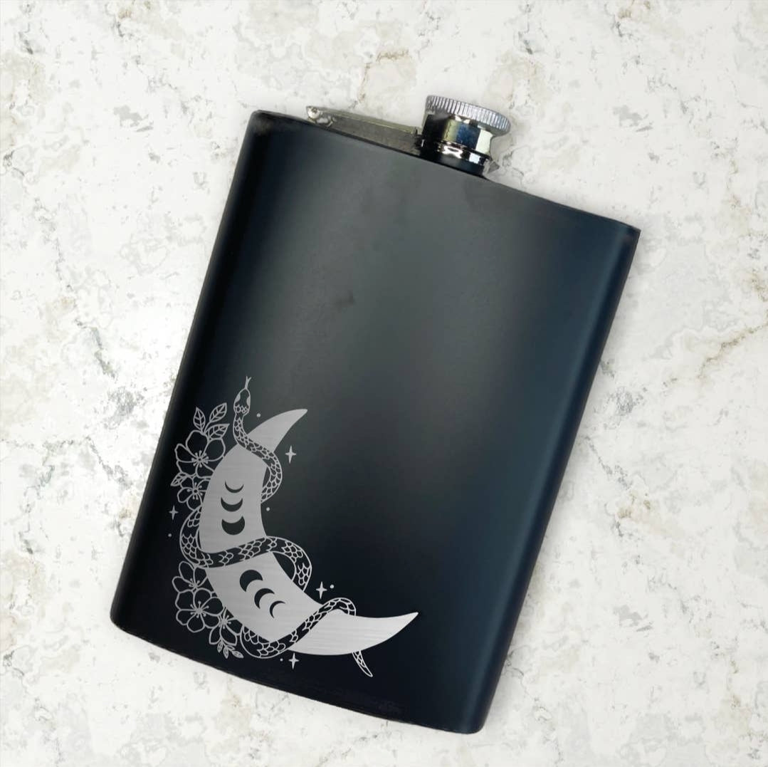 Stainless Steel Engraved Witchy Vibes Flask 8 oz.