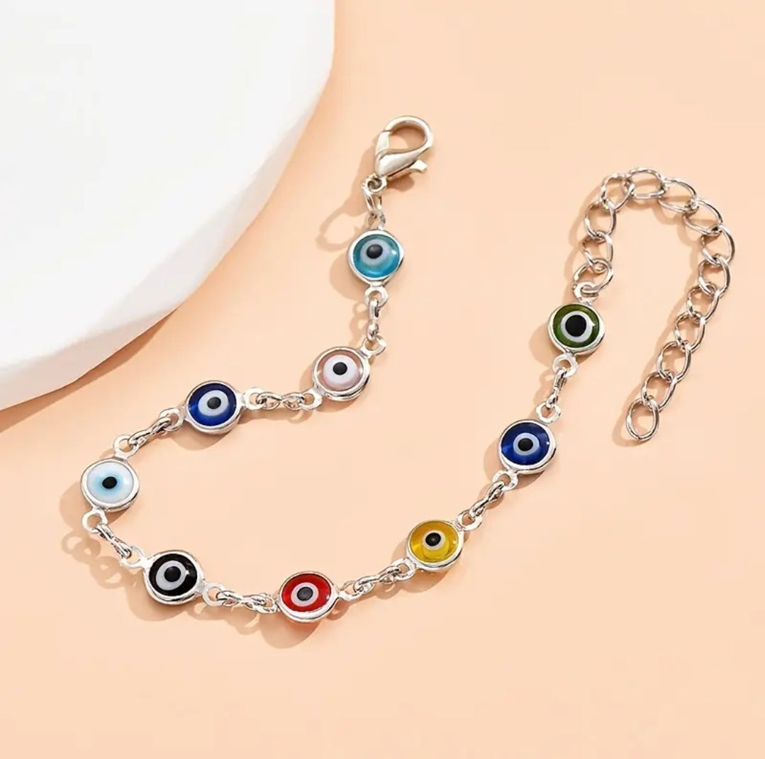 Colorful Glass Evil Eye Bracelet