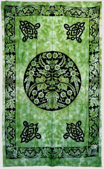Bed Spread Tapestry - Green Man 72” by 108”