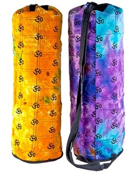 Om Symbol Cotton Yoga Mat Bag In Tie Dye - 28"H, 8"D