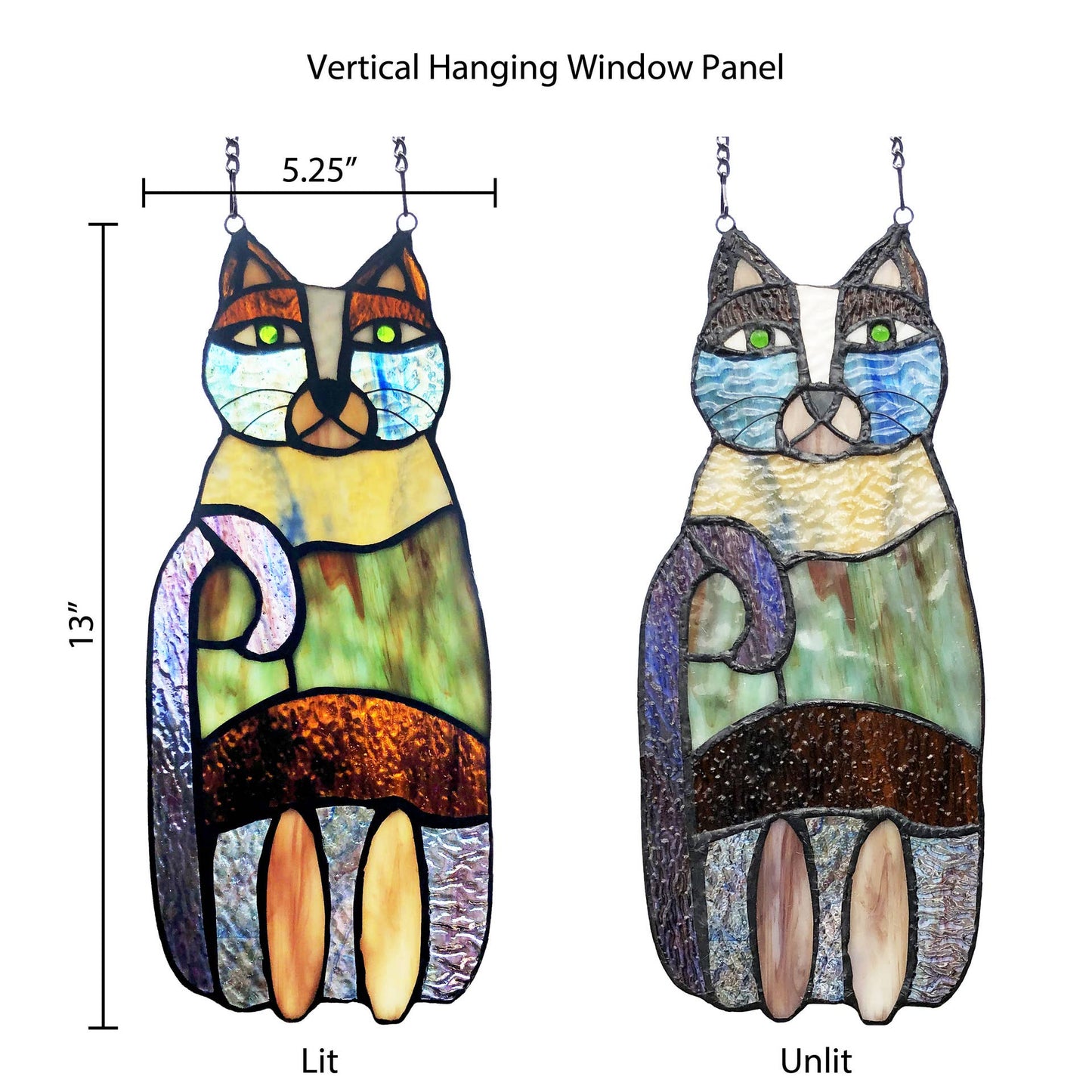 Cecile the Cat Multicolor Stainglass Window