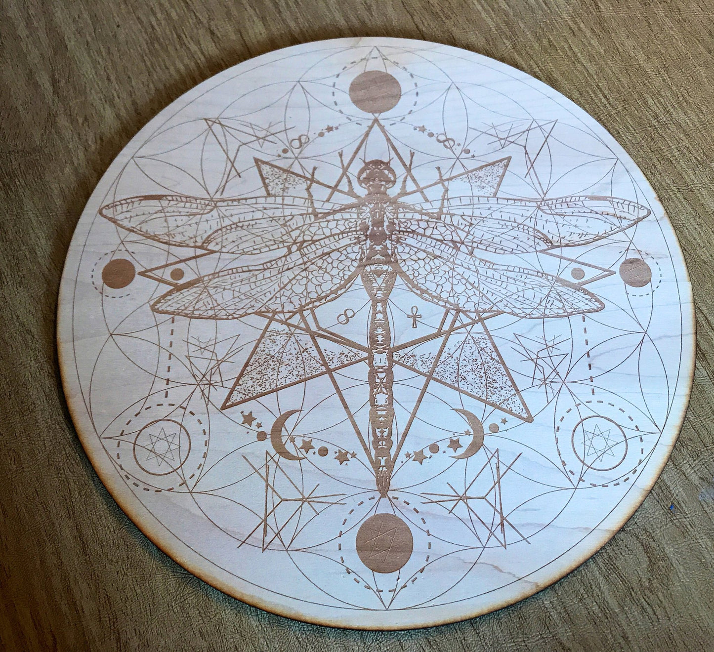 Dragonfly and Flower Of Life Crystal Grid / Altar Tile - Tree Of Life Shoppe