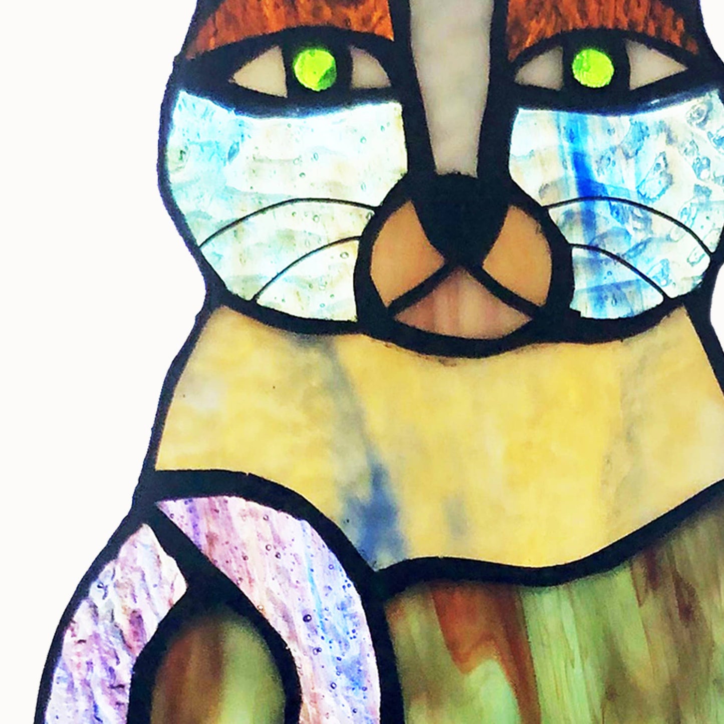 Cecile the Cat Multicolor Stainglass Window
