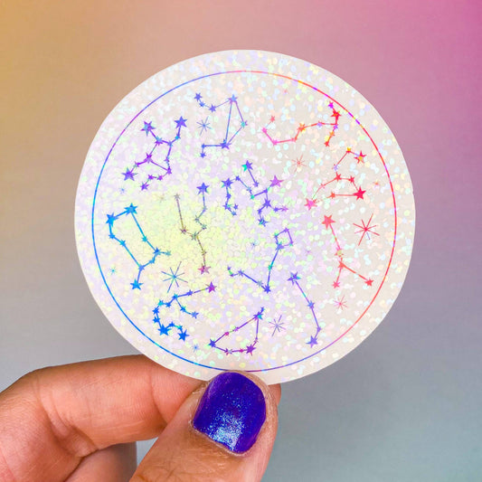 Holographic Glitter Astrology Sticker | Constellation Witchy