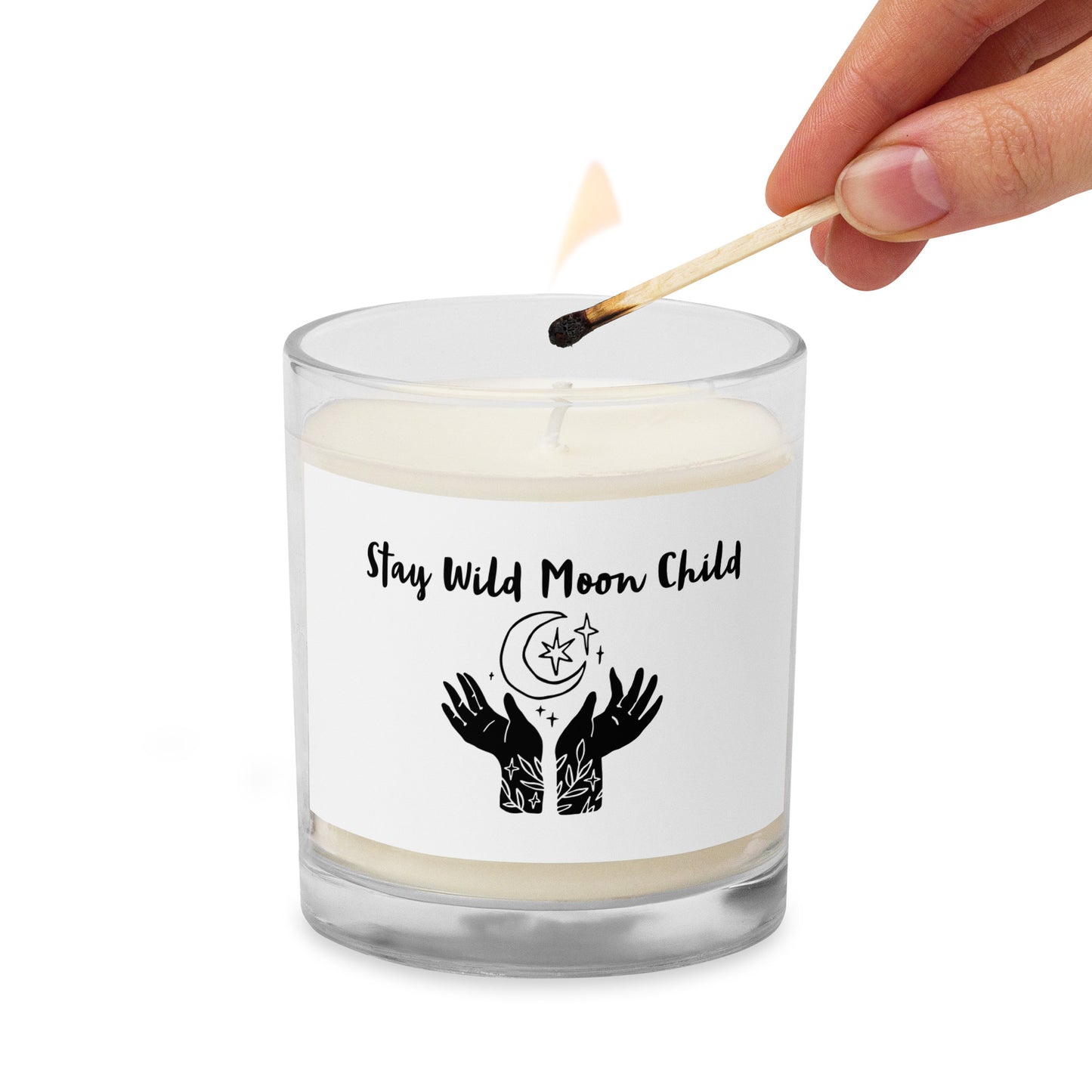 Glass jar soy wax candle - Stay Wild Moon Child - Unscented