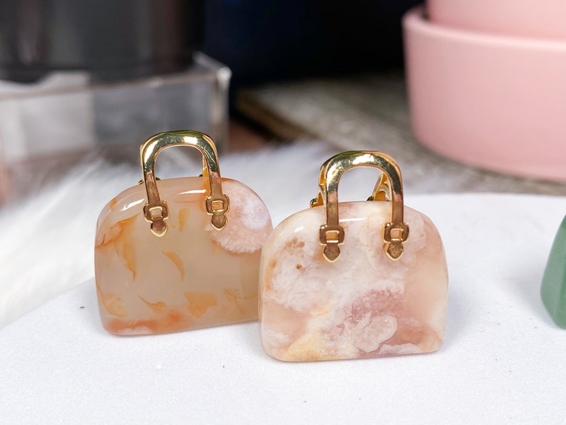 Gemstone Carved Purse / Handbag Pendents - Various
