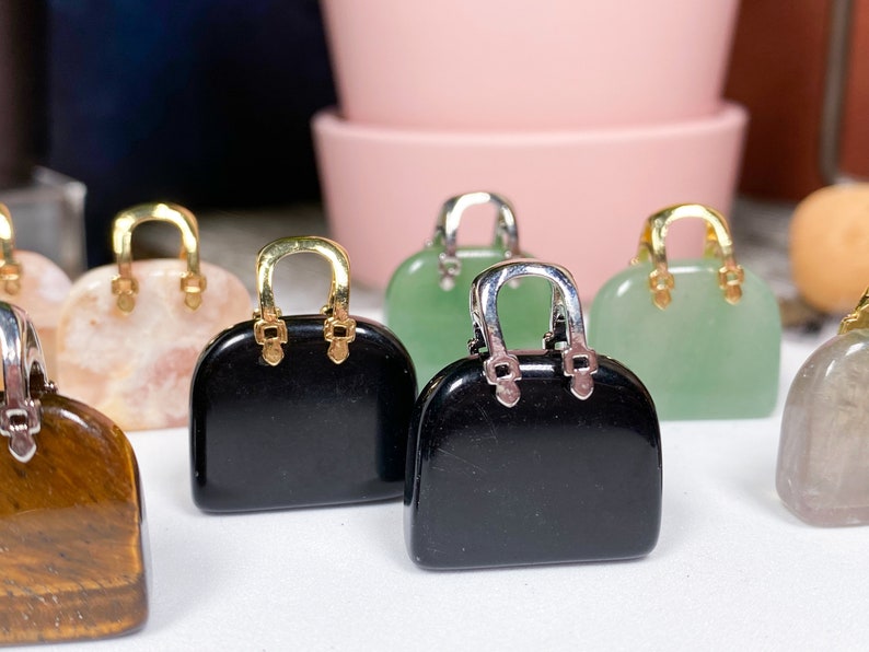 Gemstone Carved Purse / Handbag Pendents - Various