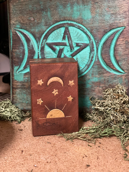 Celestial Wood Box with Brass Inlay - Various