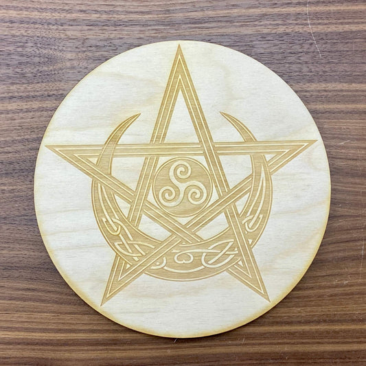 Celtic Pentagram Moon Crystal Grid / Altar Tile - Tree Of Life Shoppe
