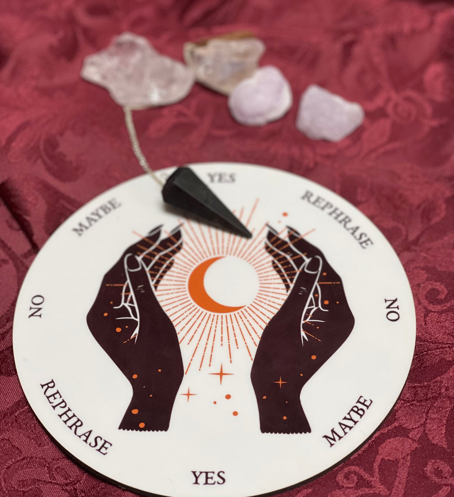 Magic Hands Holding Crescent Moon Pendulum Board 6"