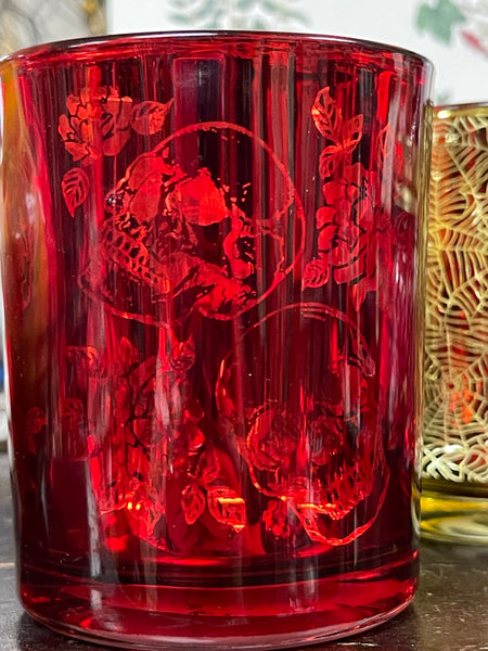 Votive Candle Holder - Sugar Skull & Spiderwebs