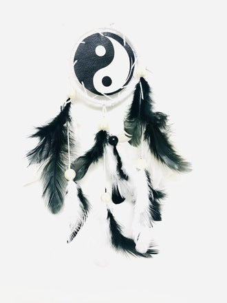 Dream Catcher Ying Yang w/ white feathers