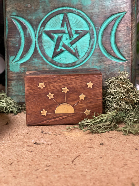 Celestial Wood Box with Brass Inlay - Various