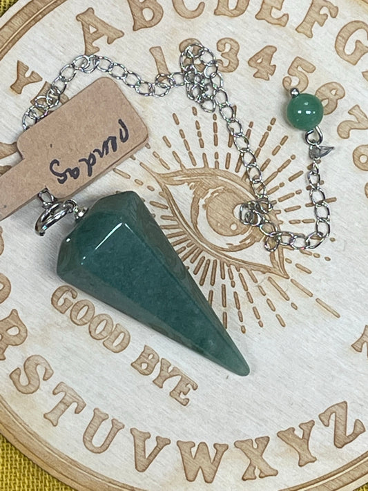 Six Sided Gemstone Pendulums - Green Aventurine