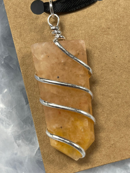 Flat Wire wrapped Gemstone pendant - Tree Of Life Shoppe