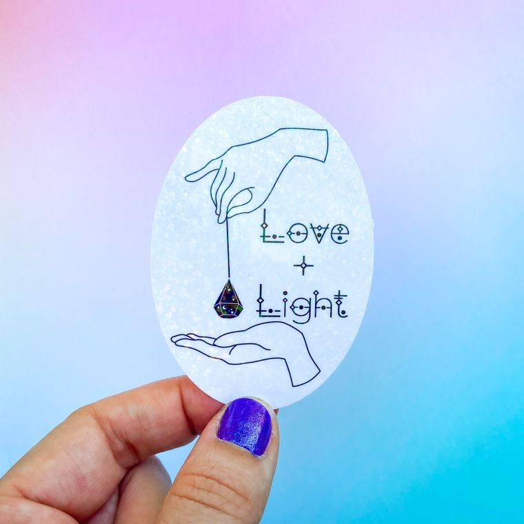 Holographic Glitter Love & Light Sticker | Witchy Pendulum