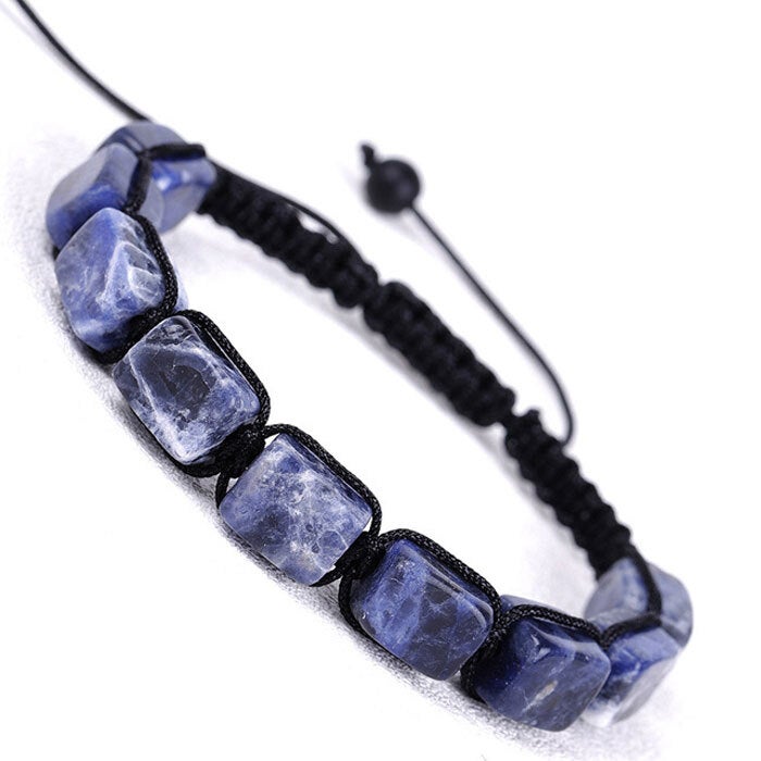 Sodalite Cube Bead Adjustable Bracelet / Anklet