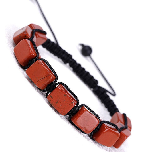 Red Jasper Cube Bead Adjustable Bracelet / Anklet