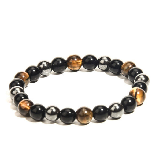 Obsidian, Hematite, & Gold Tigers Eye 8 mm